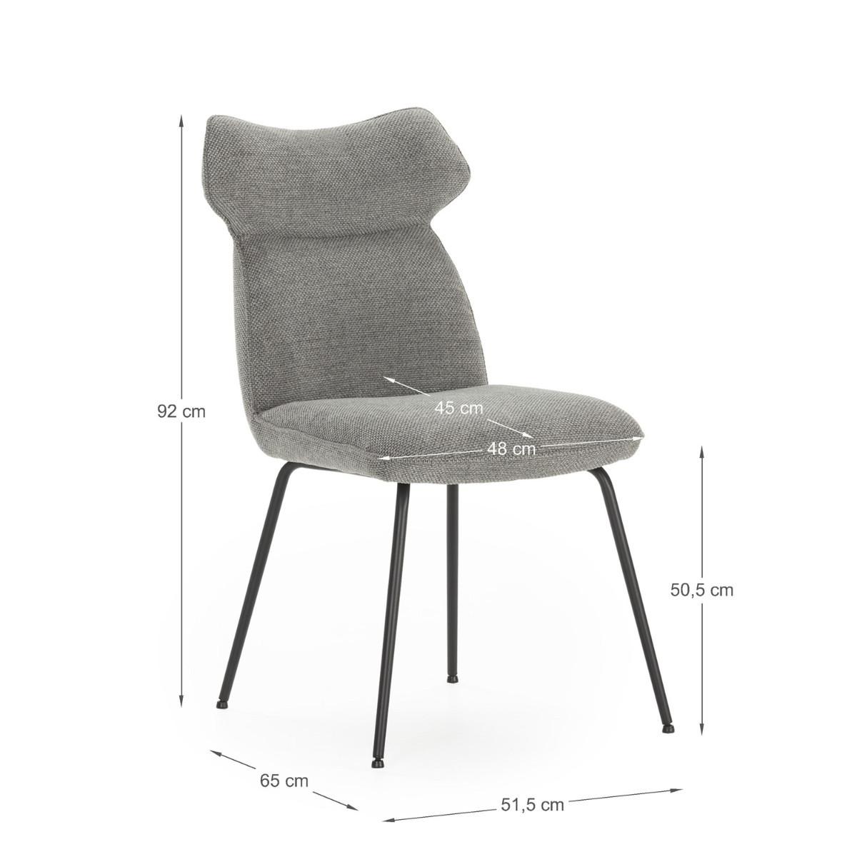 ESSZIMMERSTUHL Dara Grau 47/65/51 cm 2er-Set - Grau, Textil (65/51/47cm) - Calicosy