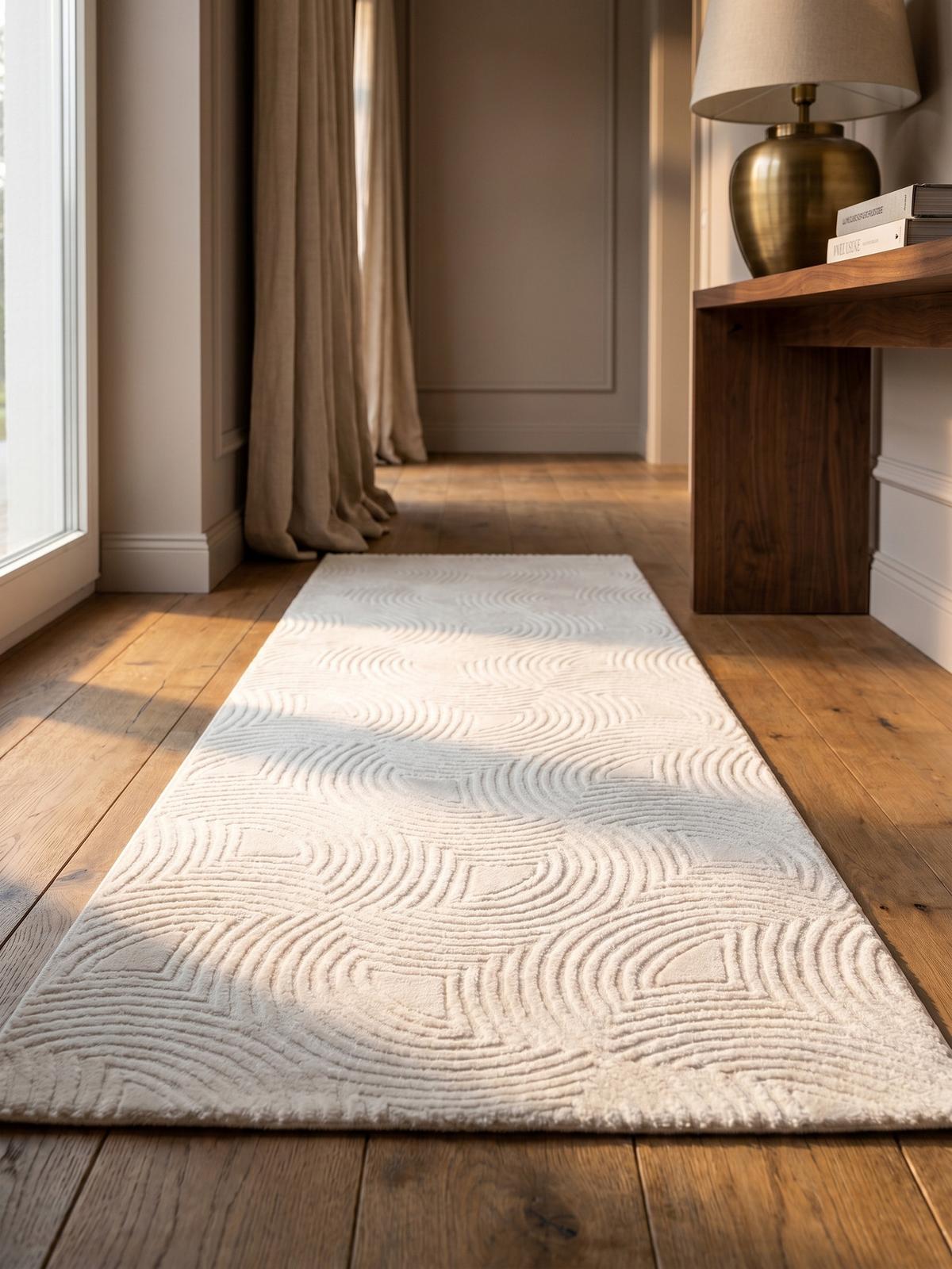 TEPPICH Kurzflor ILLER in Creme, mit 3D-Design, Florhöhe 12 mm, 80 x 250 cm - Beige, Textil (80/250cm) - KADIMA DESIGN