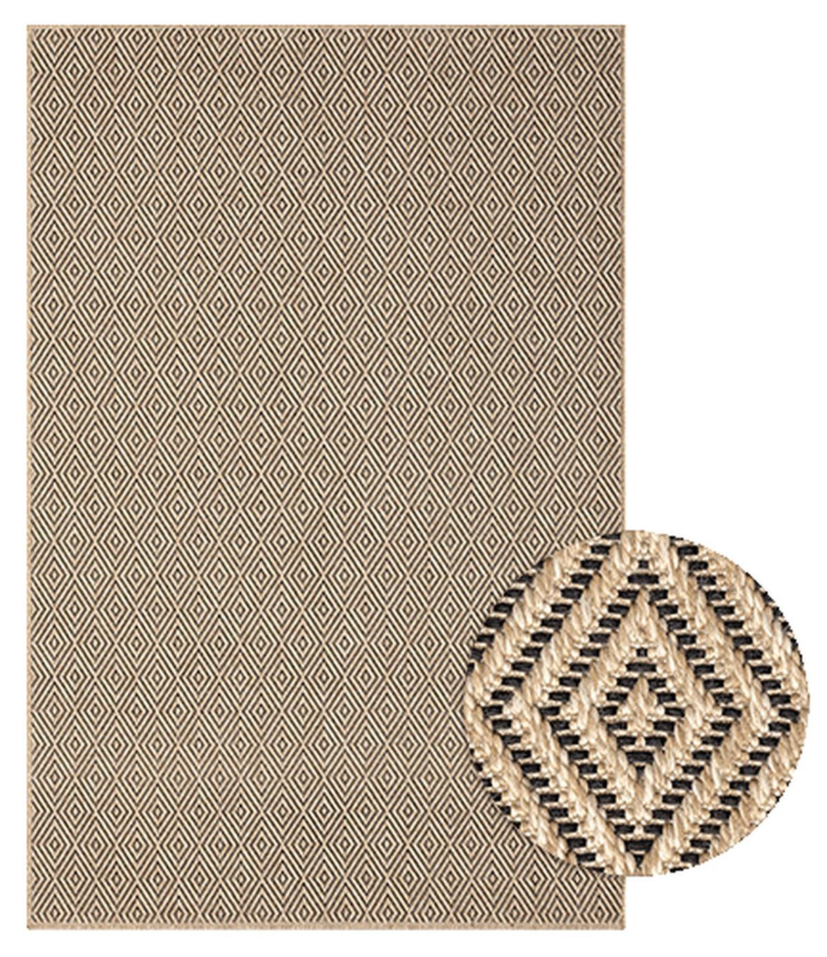 FLACHWEBTEPPICH Karo CORDEV Polypropylen Natur 120 x 170 cm - Beige, Textil (120/170cm) - KADIMA DESIGN