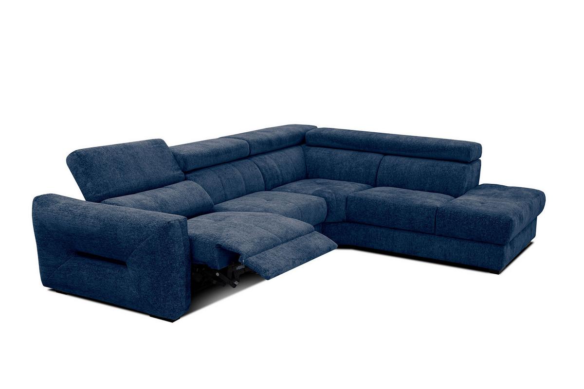 ECKSOFA CALVERA 5-Sitzer mit 1 Relaxfunktion, dunkelblau - Schwarz/Dunkelblau, Holzwerkstoff/Textil (297/239cm) - Wozimo