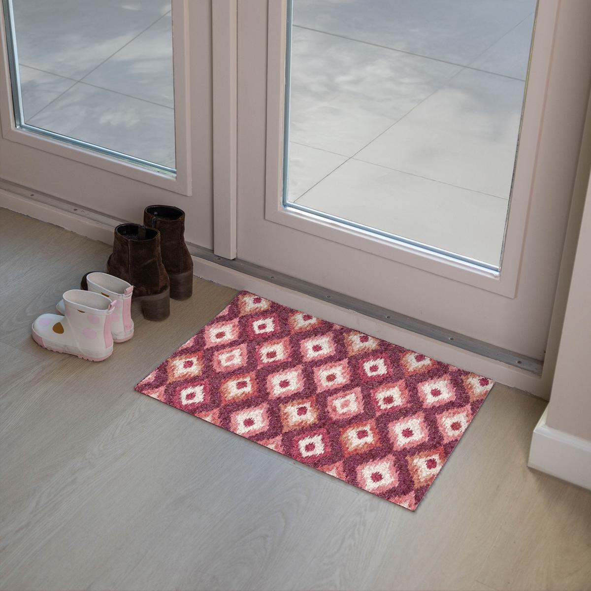 FUSSMATTE Diamantformen - Rosa - Muster - Textur Flurteppich 60x40 cm - Beere, Kunststoff (60/0.4cm) - MuchoWow