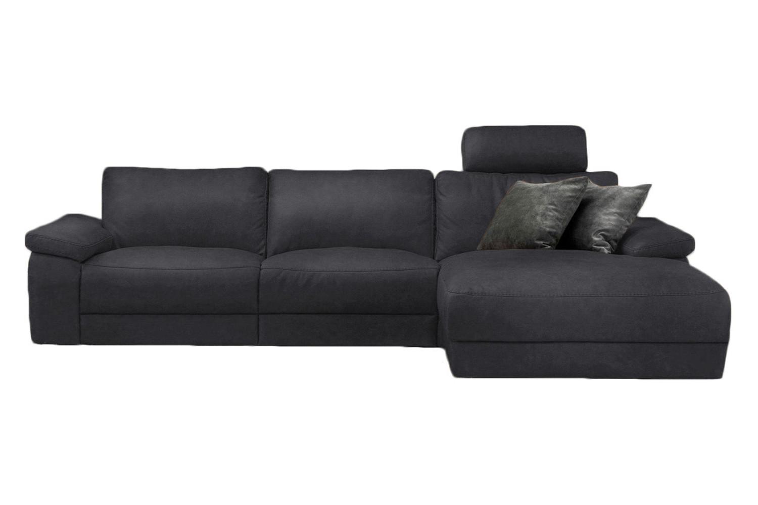 ECKSOFA XL MOTORISCHER RELAXFUNKTION LOLA Schwarz Leder Relaxfunktion - Schwarz, Leder (304/178cm) - KAWOLA