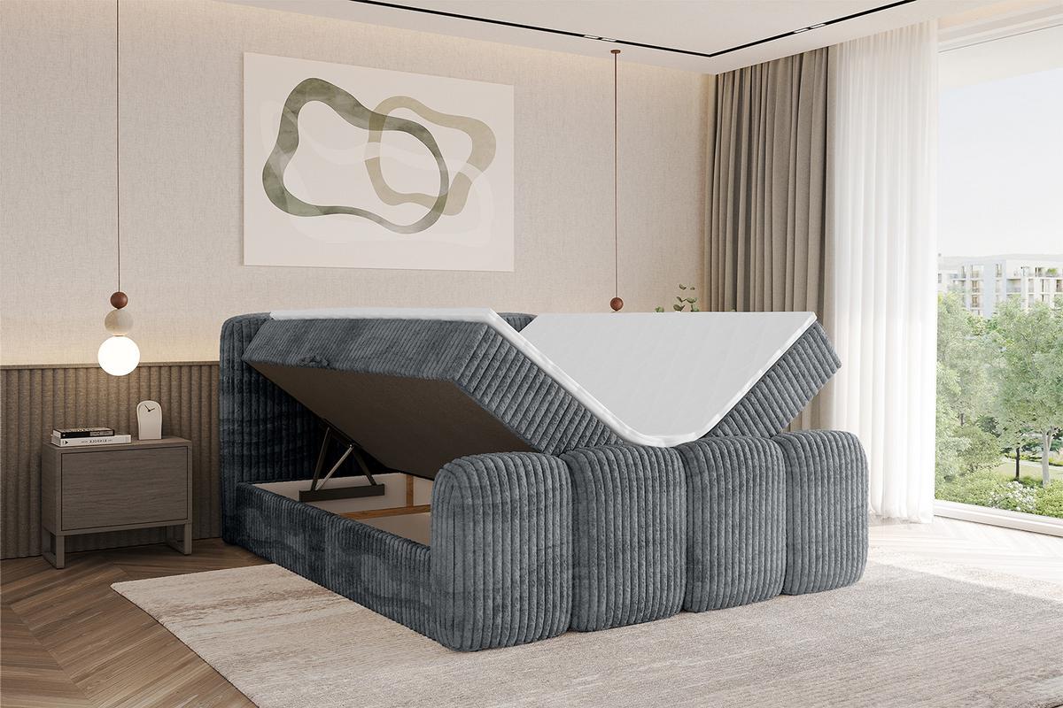 BOXBETT mit Matratze H4 und Lattenrost - NINA-Z - 180x200 cm - Dunkelgrau - Schieferfarben, Holzwerkstoff (180/200cm)
