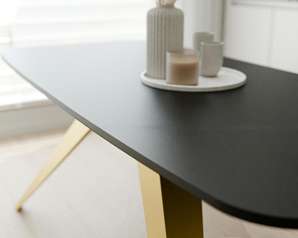 AUSZIEHTISCH FENTO 160/80/76 cm, Gold / Schwarz - Goldfarben/Schwarz, Holzwerkstoff/Metall (80/160/76cm) - Idohome