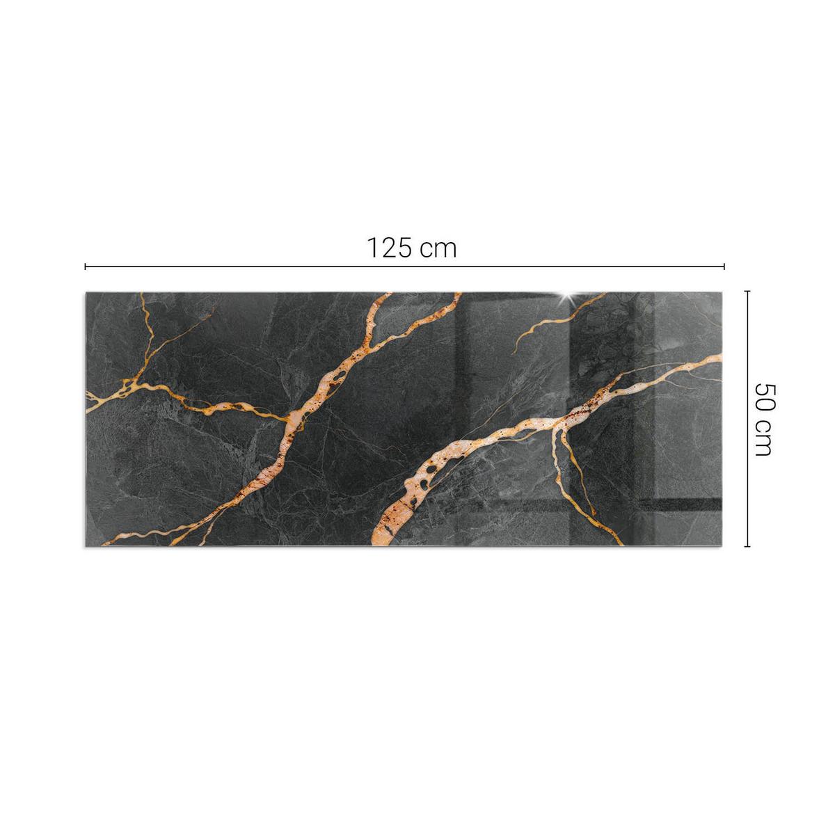 GLASPLATTE für Kamin 125x50 cm - Schwarz, Glas (125/50/0.4cm) - TULUP