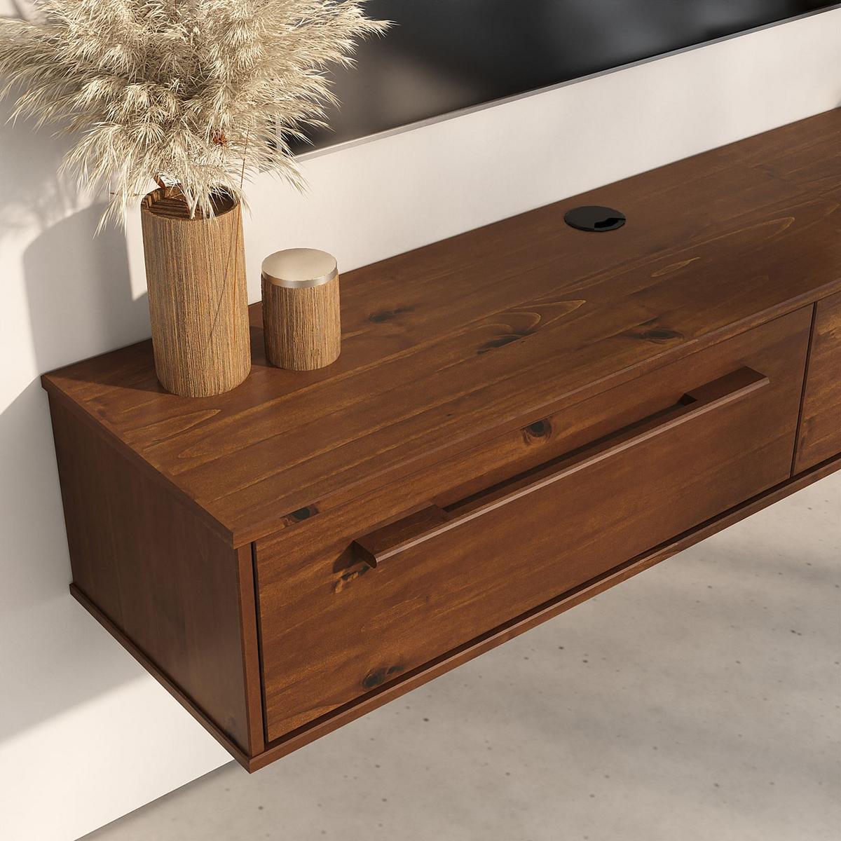 LOWBOARD TECCA - Kastanienfarben, Holz (145/26/33cm) - IDIMEX