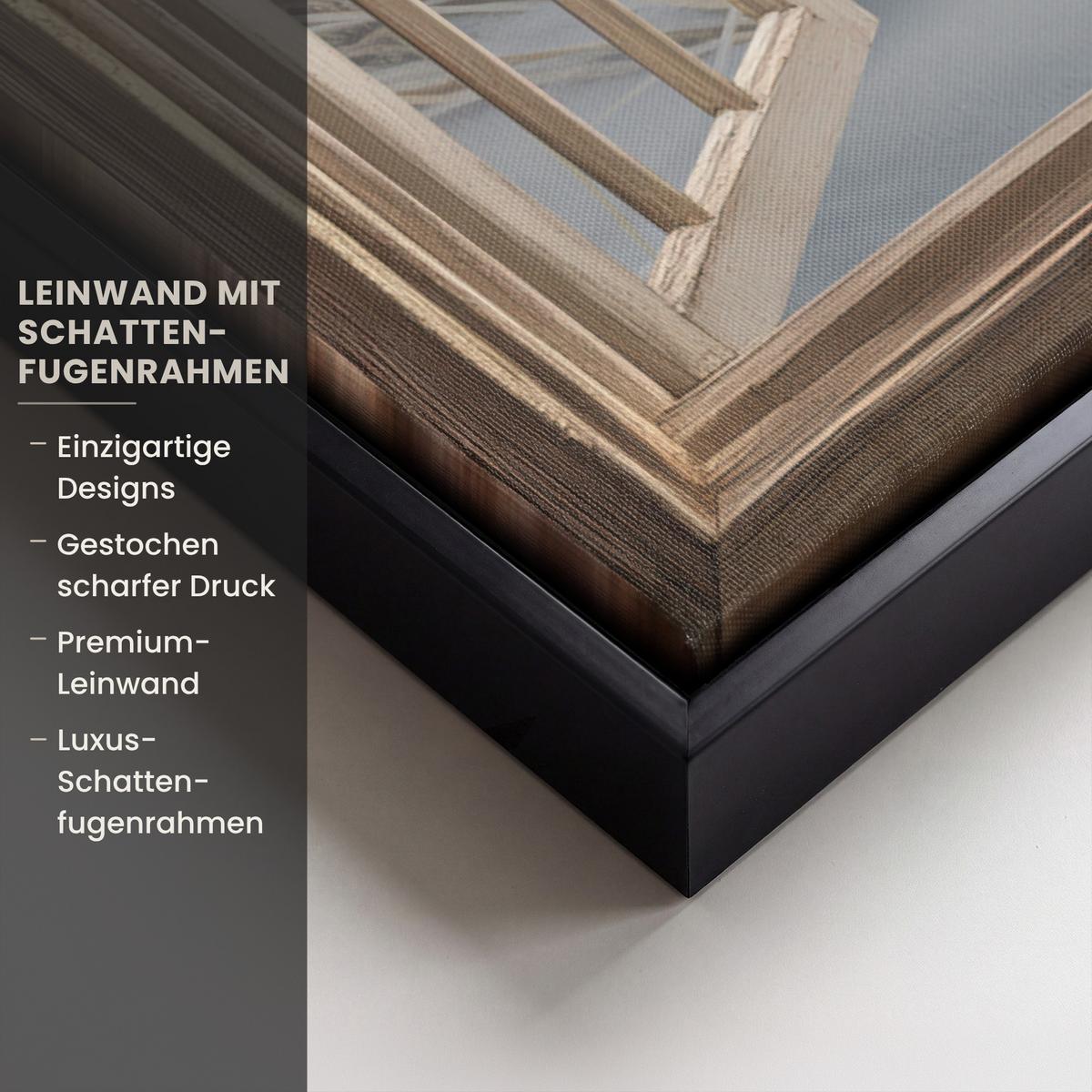LEINWAND Bilder mit Rahmen - Ausblick - Strand - Dünen - Meer - Natur - 70x50 - Sandfarben, Textil (70/50cm) - MuchoWow