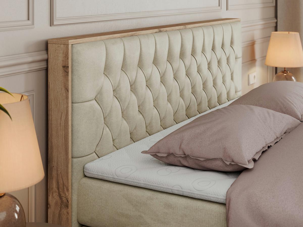 BOXSPRINGBETT AMORE KING 140/200 Beige Velvet - H3 - Beige, Holz/Textil (140/200cm) - MKS