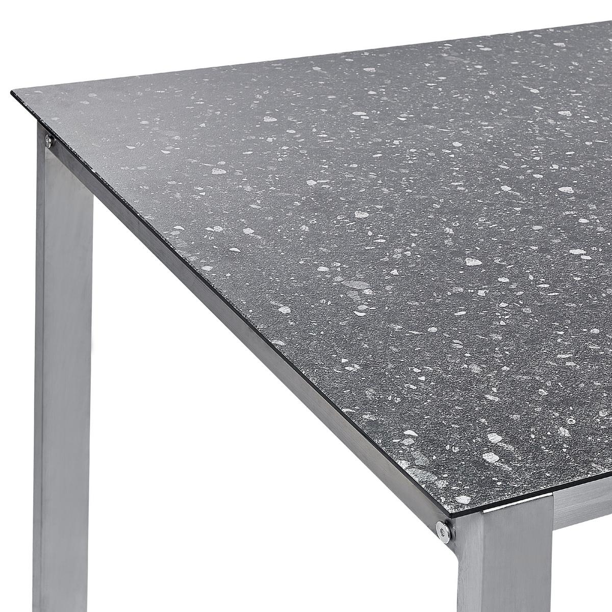 GARTENMÖBEL SET 6-Sitzer Keramik-Glas Textil schwarz Cosoleto/Grosseto - Silberfarben/Schwarz, Glas - Beliani