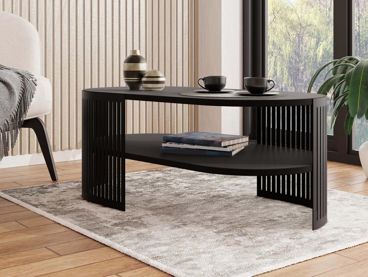 COUCHTISCH Fikoli Oval II - Schwarz, Holzwerkstoff/Metall (100/50/40cm) - MIRJAN24