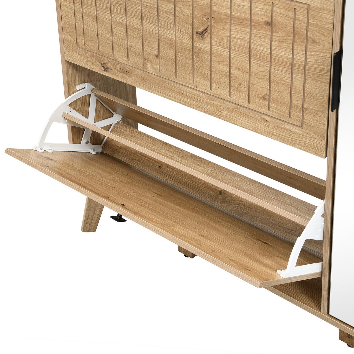 SCHUHKIPPER 110 cm in Holz-Optik - Naturfarben, Holzwerkstoff (110/138/24cm) - Urban Meuble