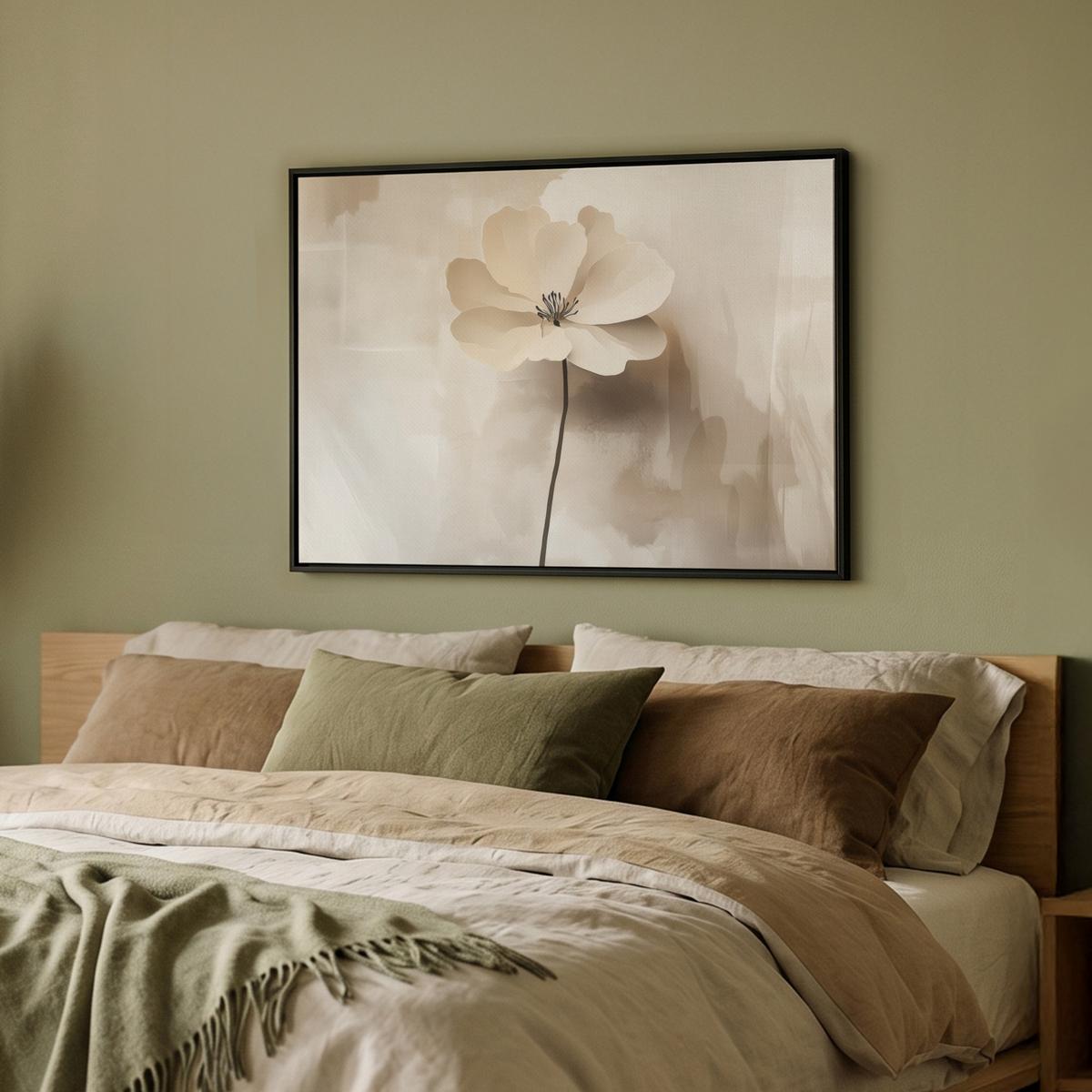 LEINWAND Bilder mit Rahmen - Blume - Beige - Farbe - Schatten - 80x60 - Creme, Textil (80/60cm) - MuchoWow