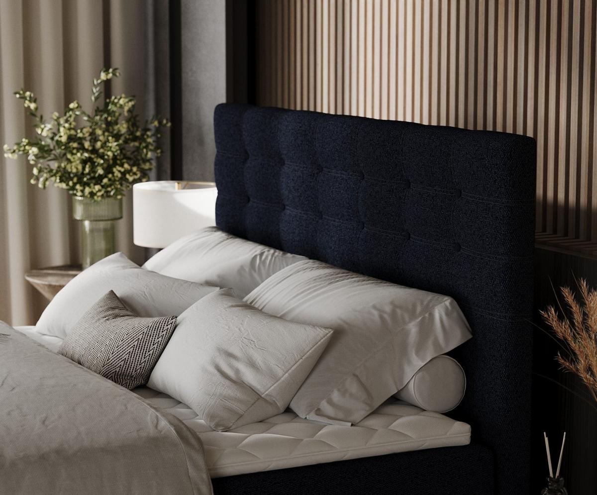 BOXBETT Niro 120/200 cm Marineblau im Riva Stoff - Schwarz/Dunkelblau, Holz/Holzwerkstoff (120/200cm) - AltaBeds