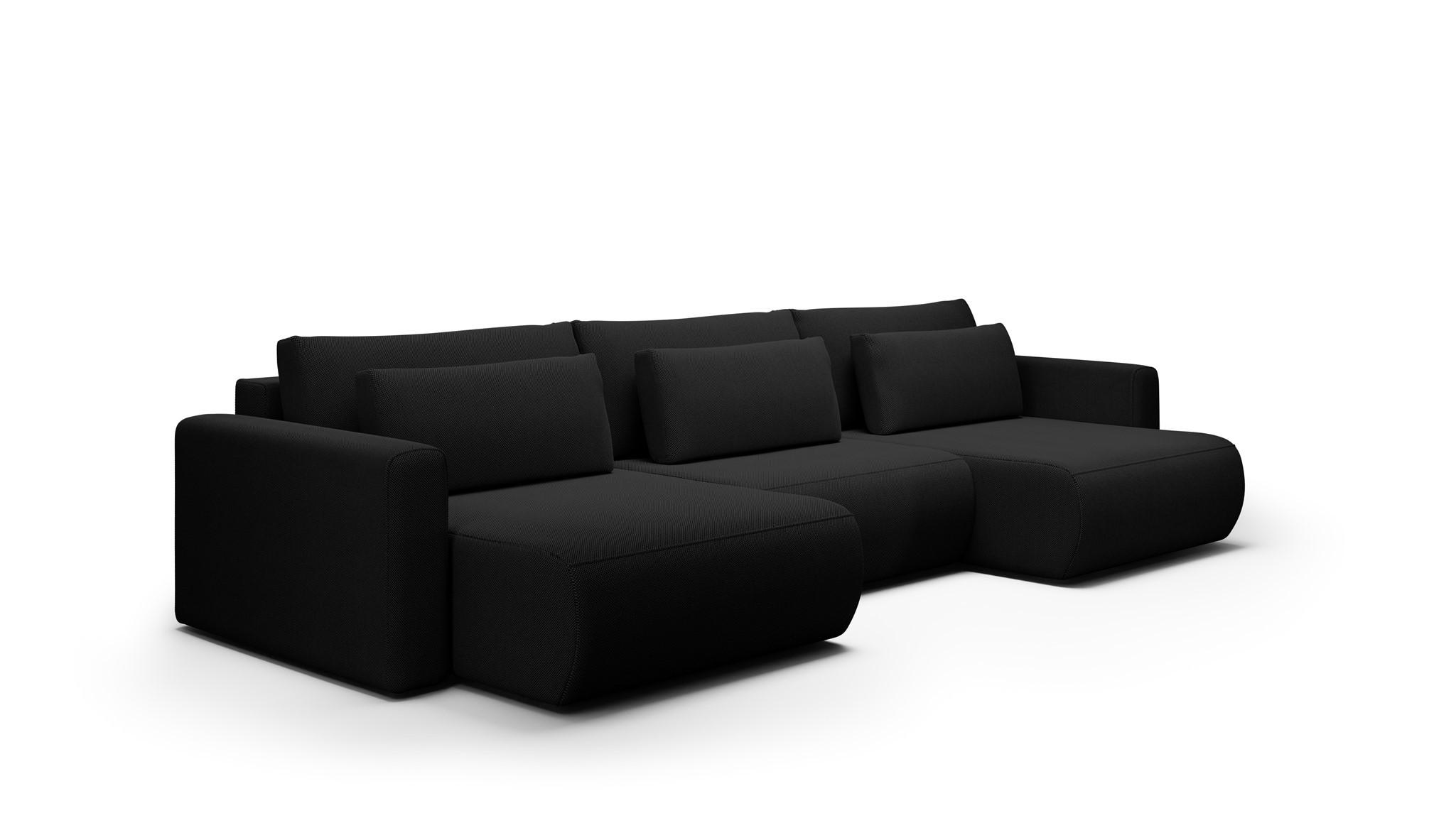WOHNLANDSCHAFT Chaira Mit Schlaffunktion - Schwarz, Holzwerkstoff/Textil (340/85/149cm) - Fun Möbel