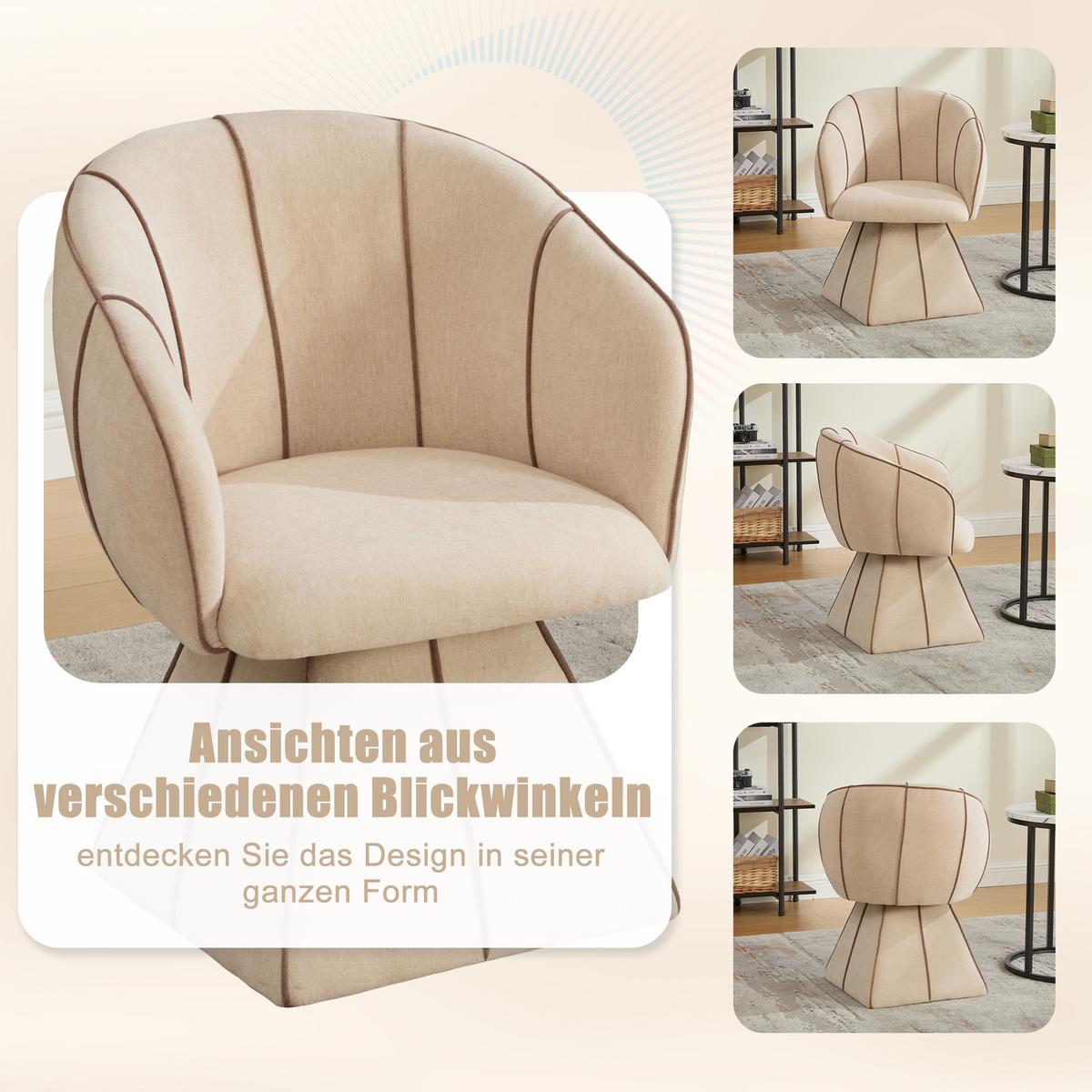 DREHSTUHL 360° Chenille Ergonomischer Sessel Wohnzimmer & Schlafzimmer - Sahara, Textil (56/74.5/54cm) - Urban Meuble