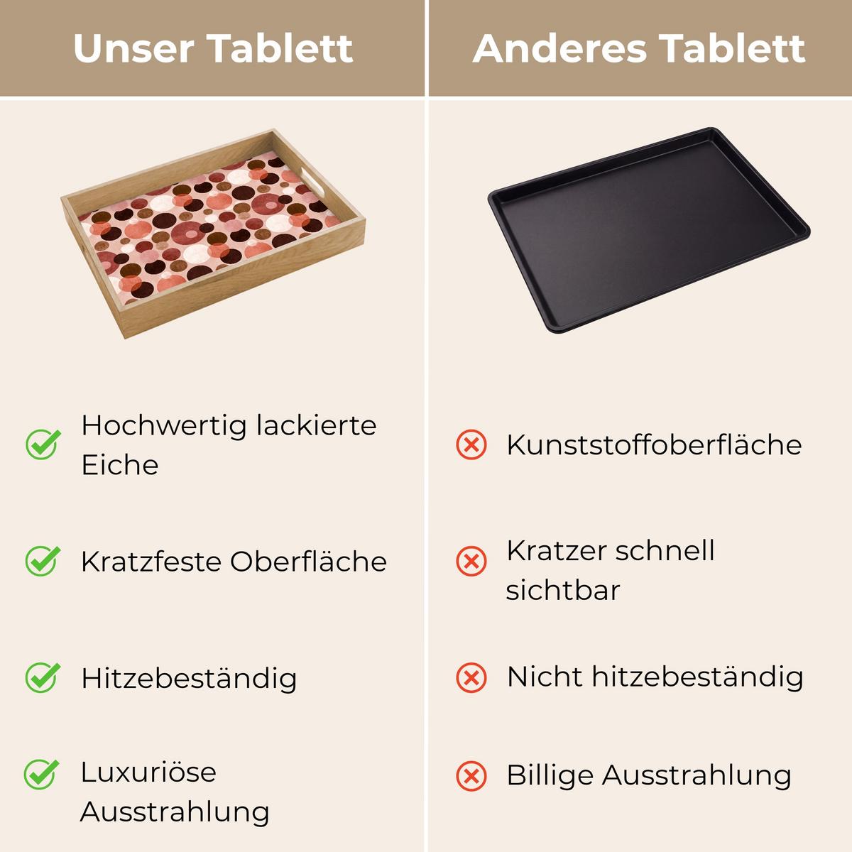 TABLETT Kreise - Modern - Farbenfroh 40x30 cm - Rosa, Holz (40/5/5cm) - OnlyWow