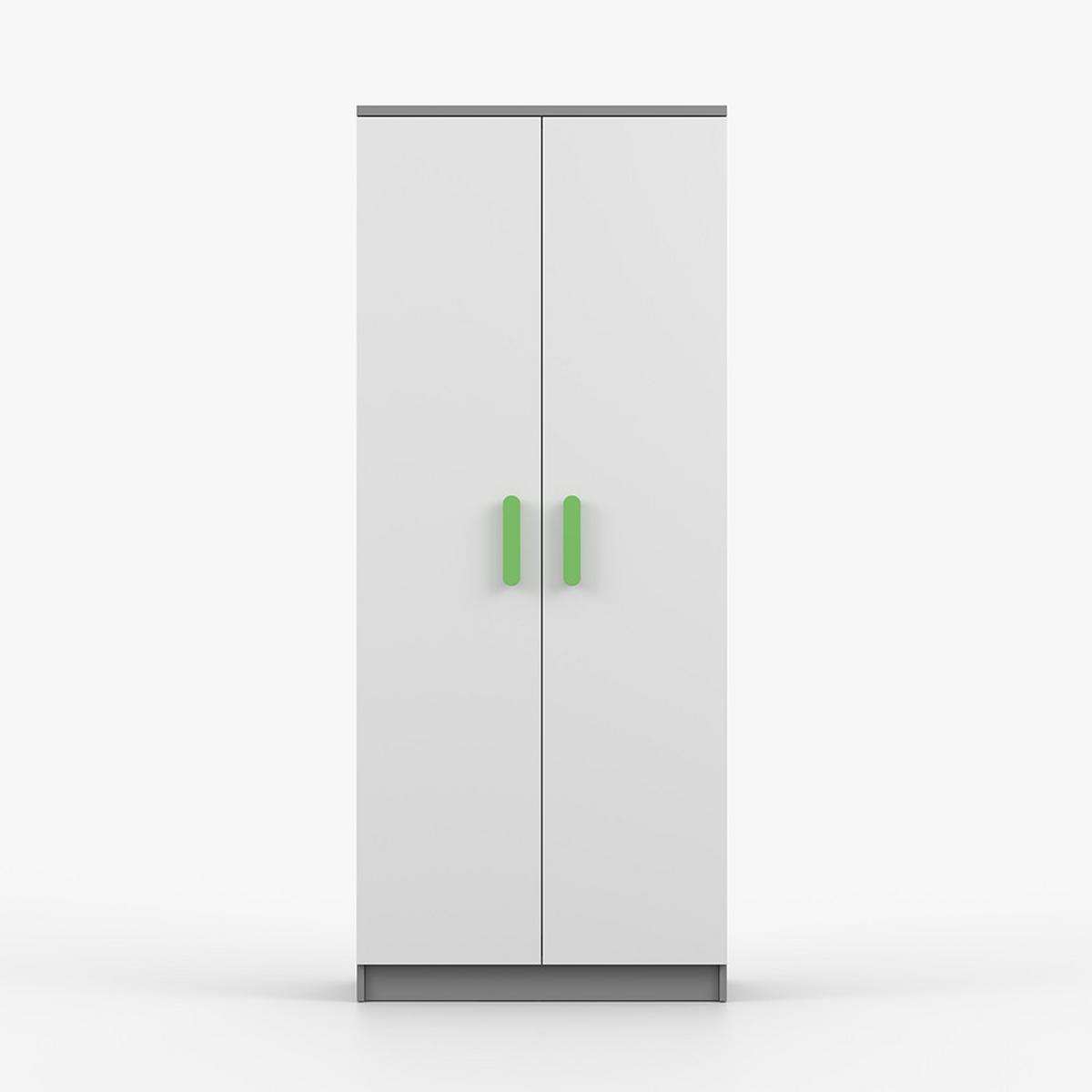 DREHTÜRENSCHRANK 80/192/50 cm 2-türig Jonas II 06 Grau/Weiß + limette Griffe - Limette/Weiß, Holz/Holzwerkstoff (80/192/50cm) - imoebel24