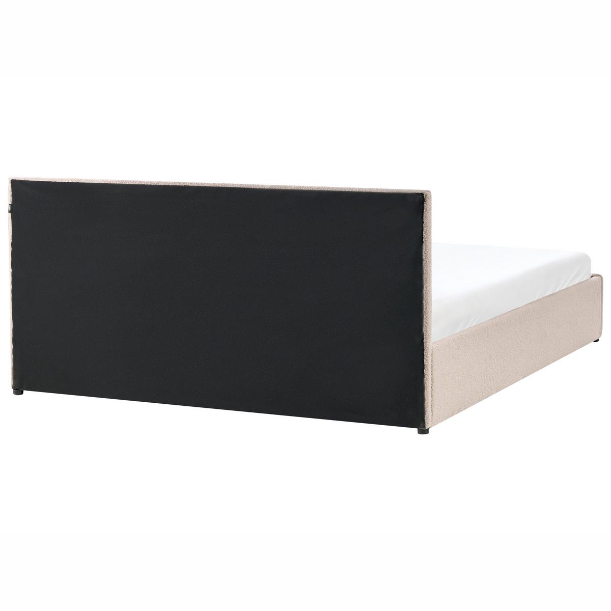 BETT mit Stauraum 180/200 cm Bouclé Beige Massognes - Beige, Textil (180/200cm) - Beliani