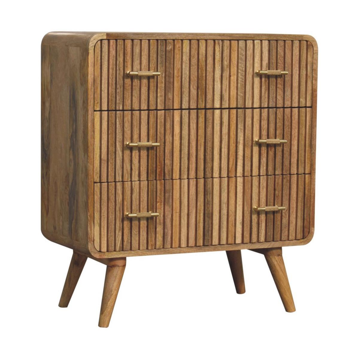 TRUHE Metropolitan 3-Schublade, Nordische Beine, Beige - Beige/Messingfarben, Holz/Metall (70/79/35cm) - Artisan Furniture