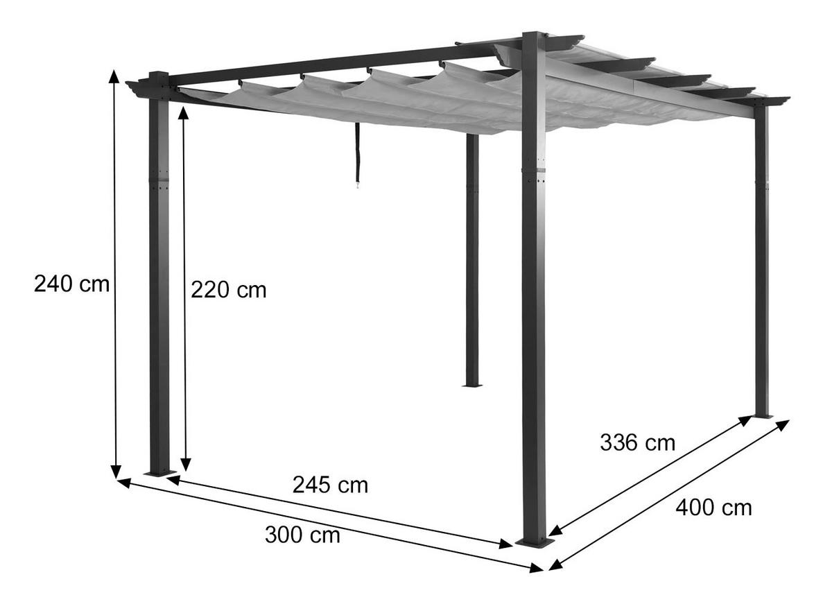 PERGOLA Grau - Grau, Metall (400/240/300cm) - MCW