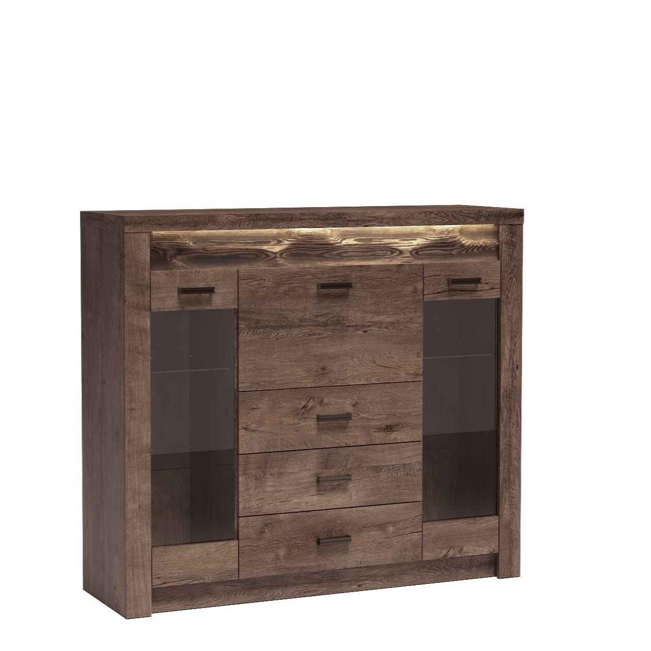 VITRINE ZERI 122 / 137 cm in Braun - Braun, Holzwerkstoff (137/122/42cm) - MASSENO