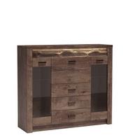 VITRINE ZERI 122 / 137 cm in Braun - Braun, Holzwerkstoff (137/122/42cm) - MASSENO