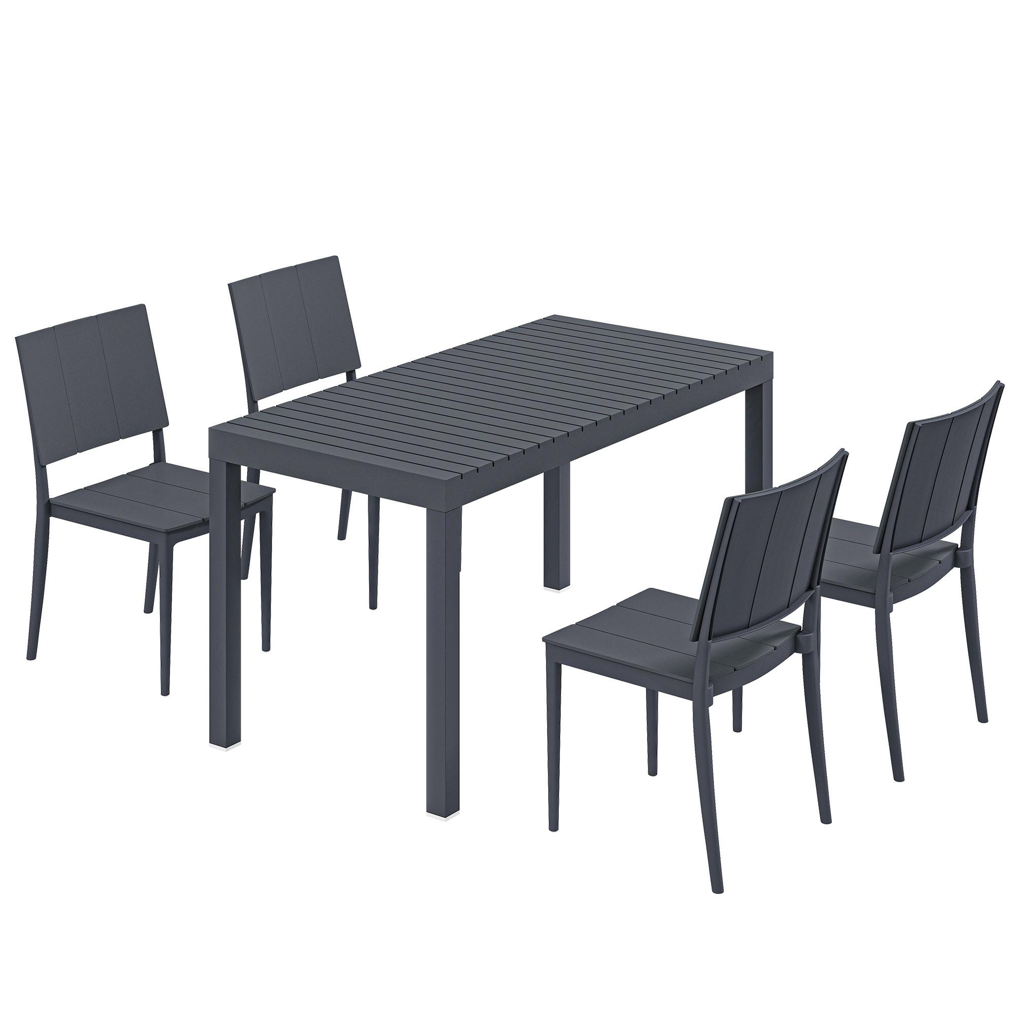 ESSGRUPPE 5-TLG. aus Metall & Kunststoff, Dunkelgrau - Dunkelgrau, Metall - Outsunny