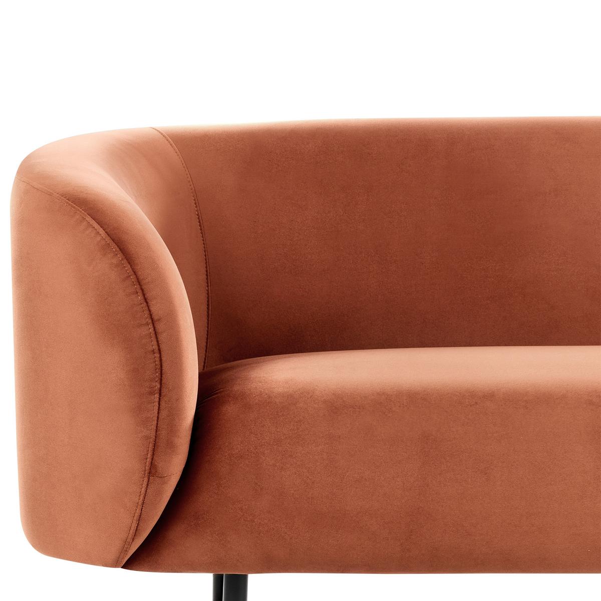 2-SITZER-SOFA Samtstoff orange/schwarz Loen - Schwarz/Orange, Textil (155/79/70cm) - Beliani