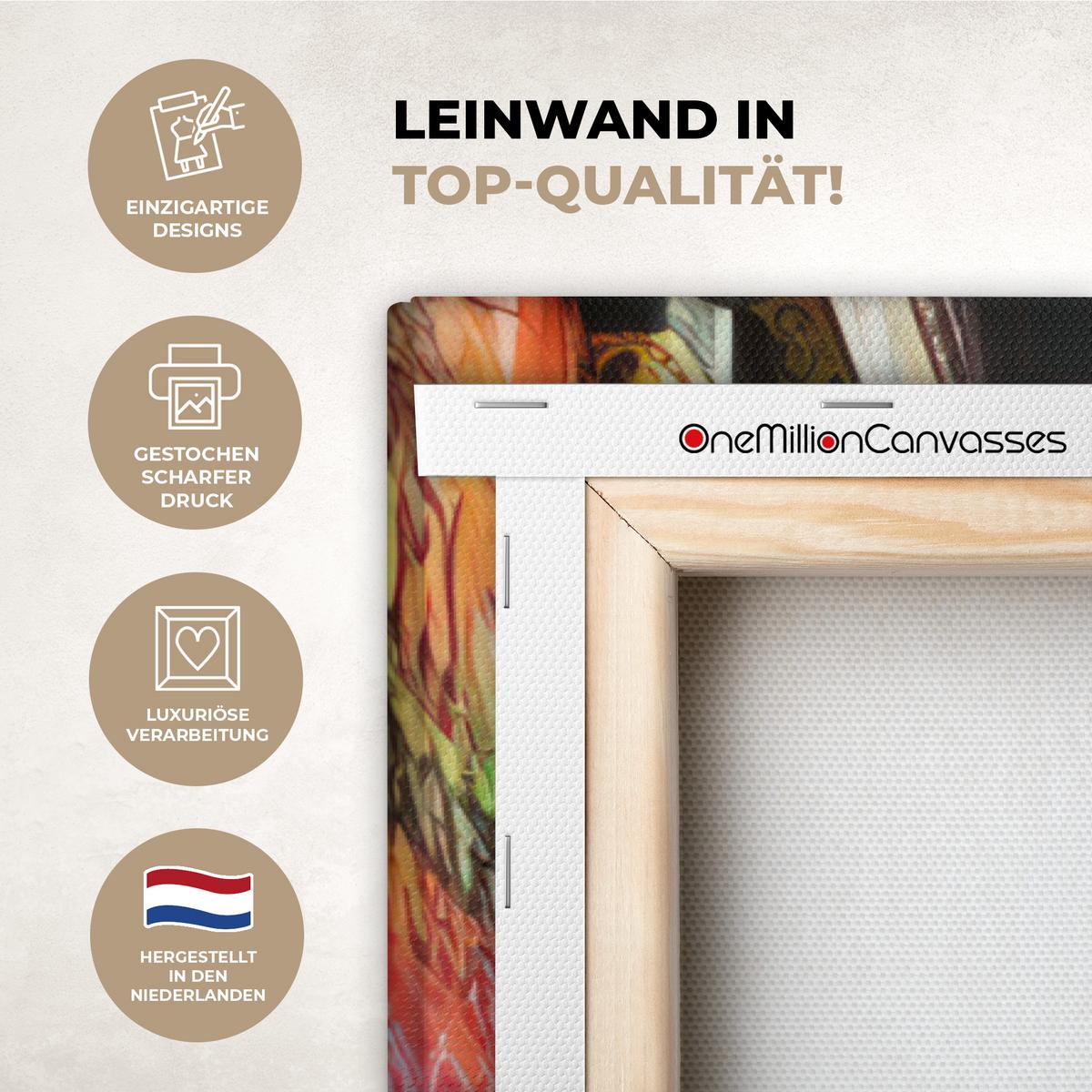 LEINWANDBILD Treppe - Graffiti - Farben - Kunst Deko XXL 80x120 cm - Multicolor, Textil (80/120cm) - MuchoWow