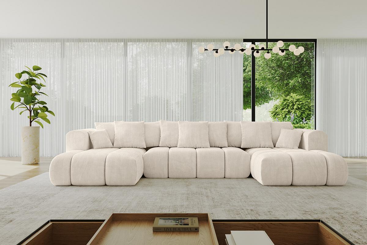 WOHNLANDSCHAFT CLOUD-U-v1 405x185x90 Beige Cord - Beige, Holzwerkstoff/Kunststoff (405/90/185cm) - ALTDECOR