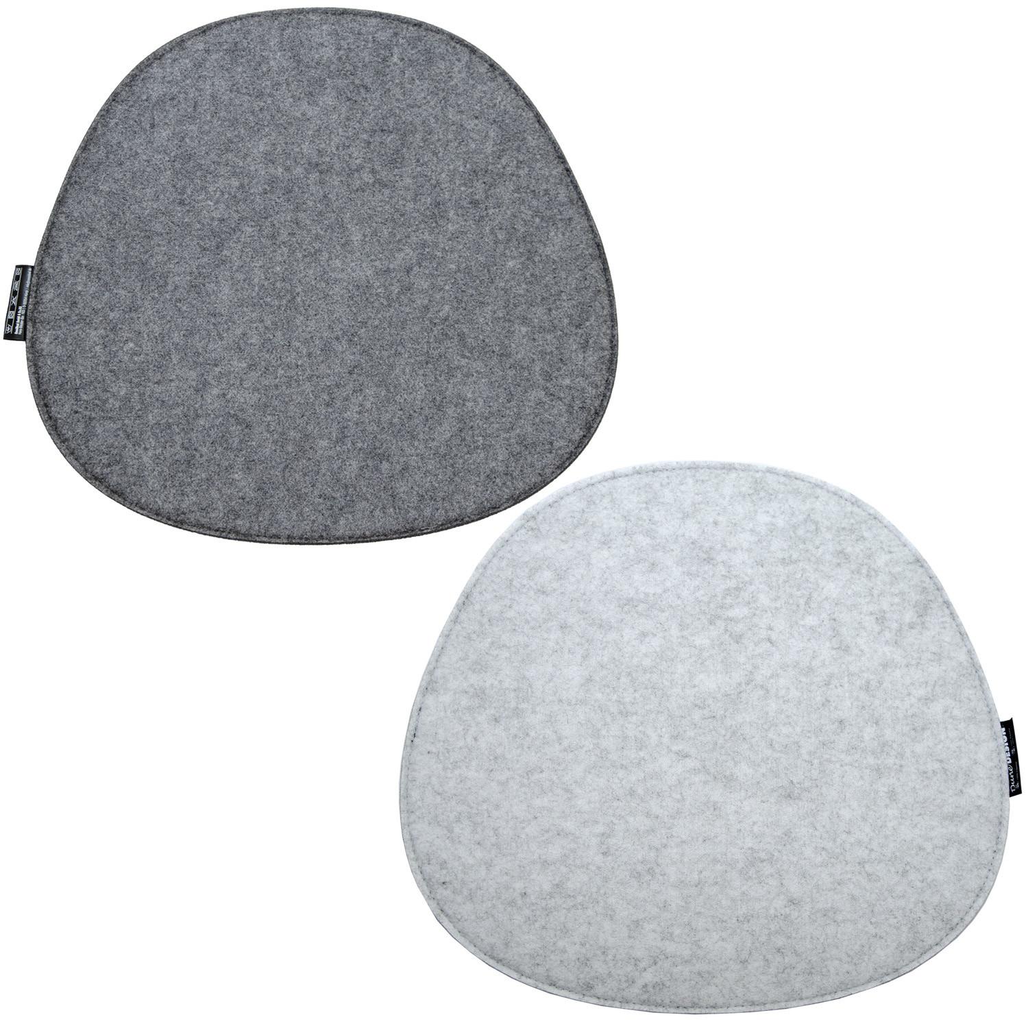 FILZ-SITZKISSEN zum Wenden, 2er Set 40/37/2,5 cm, Grau - Grau, Kunststoff (40/37/1cm) - Dunedesign