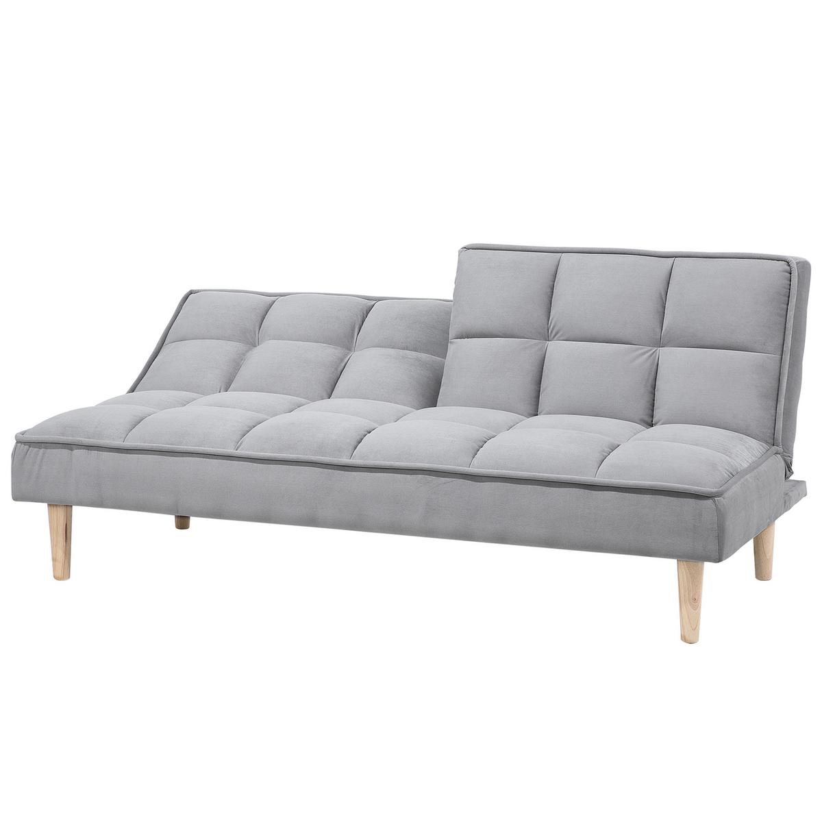 3-SITZER-SCHLAFSOFA Polyester Grau Siljan - Hellgrau, Textil (177/80/80cm) - Beliani