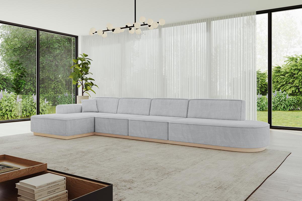 ECKSOFA Ottomane Links IREA-L3 - 412x165x80 cm Grau - Grau, Holzwerkstoff/Textil (412/165cm) - ALTDECOR