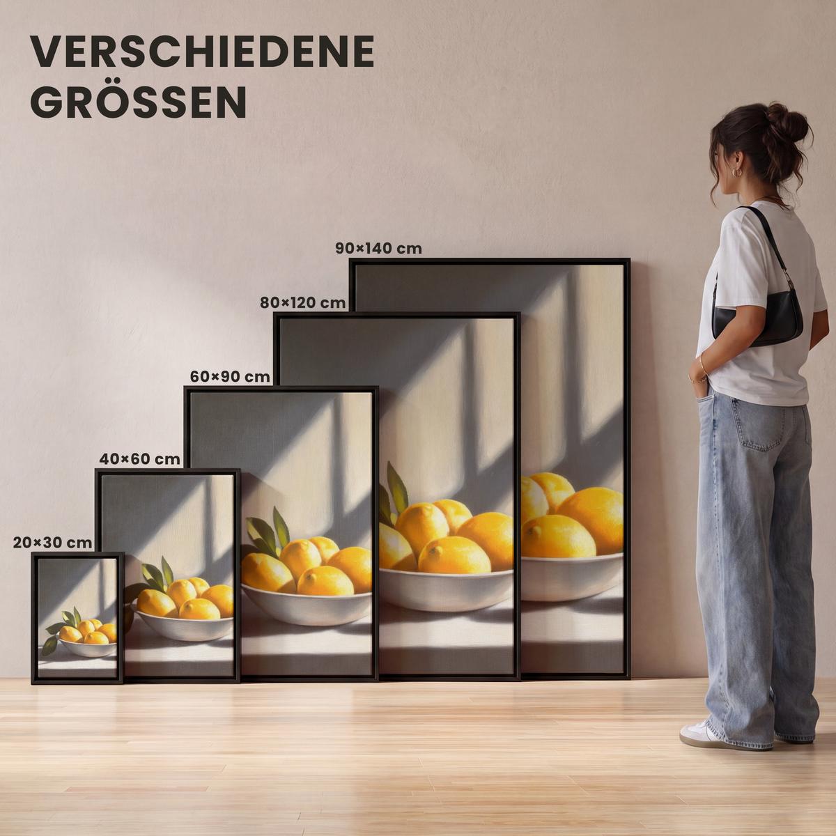 LEINWAND Bilder mit Rahmen - Zitronen - Stilleben - Gelb - 40x60 - Gelb, Textil (40/60cm) - MuchoWow