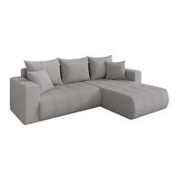 ECKSOFA mit Schlaffunktion Ottomane Rechts MILA-L 277x194x86 Hellgrau Bouclé - Silberfarben/Hellgrau, Holzwerkstoff/Kunststoff (277/194cm) - ALTDECOR