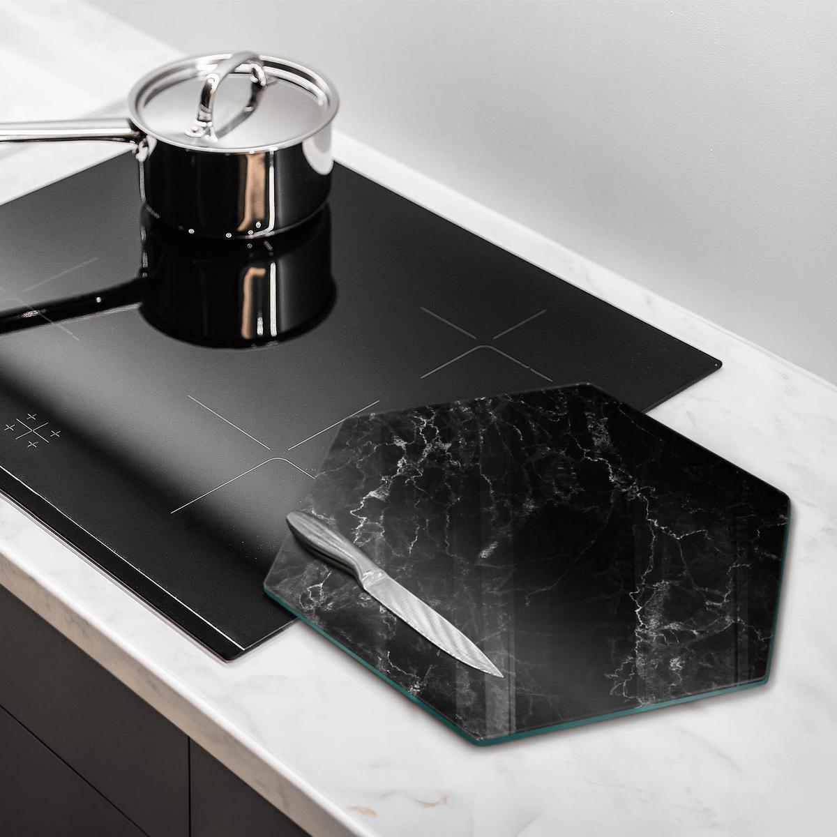 GLASPLATTE 40 cm Eleganter Marmor - Schwarz, Glas (40/40cm) - Wallfluent
