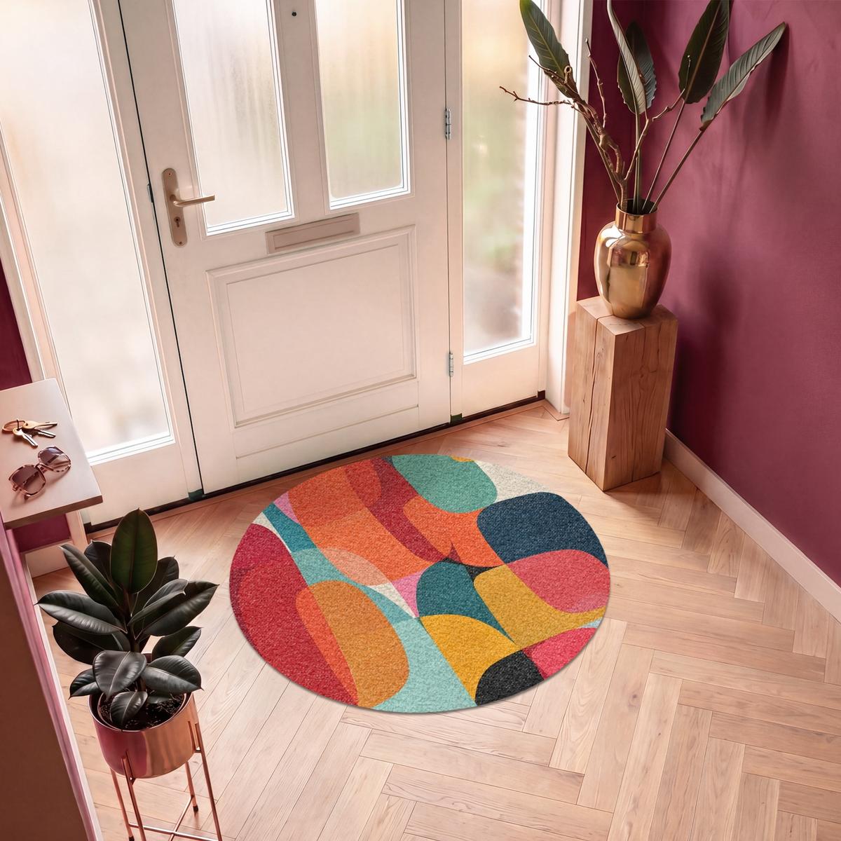 FUSSMATTE Formen - Bunt - Abstrakt - Flugzeuge Sauberlaufmatte 120x120 cm - Multicolor, Kunststoff (120/0.4cm) - MuchoWow