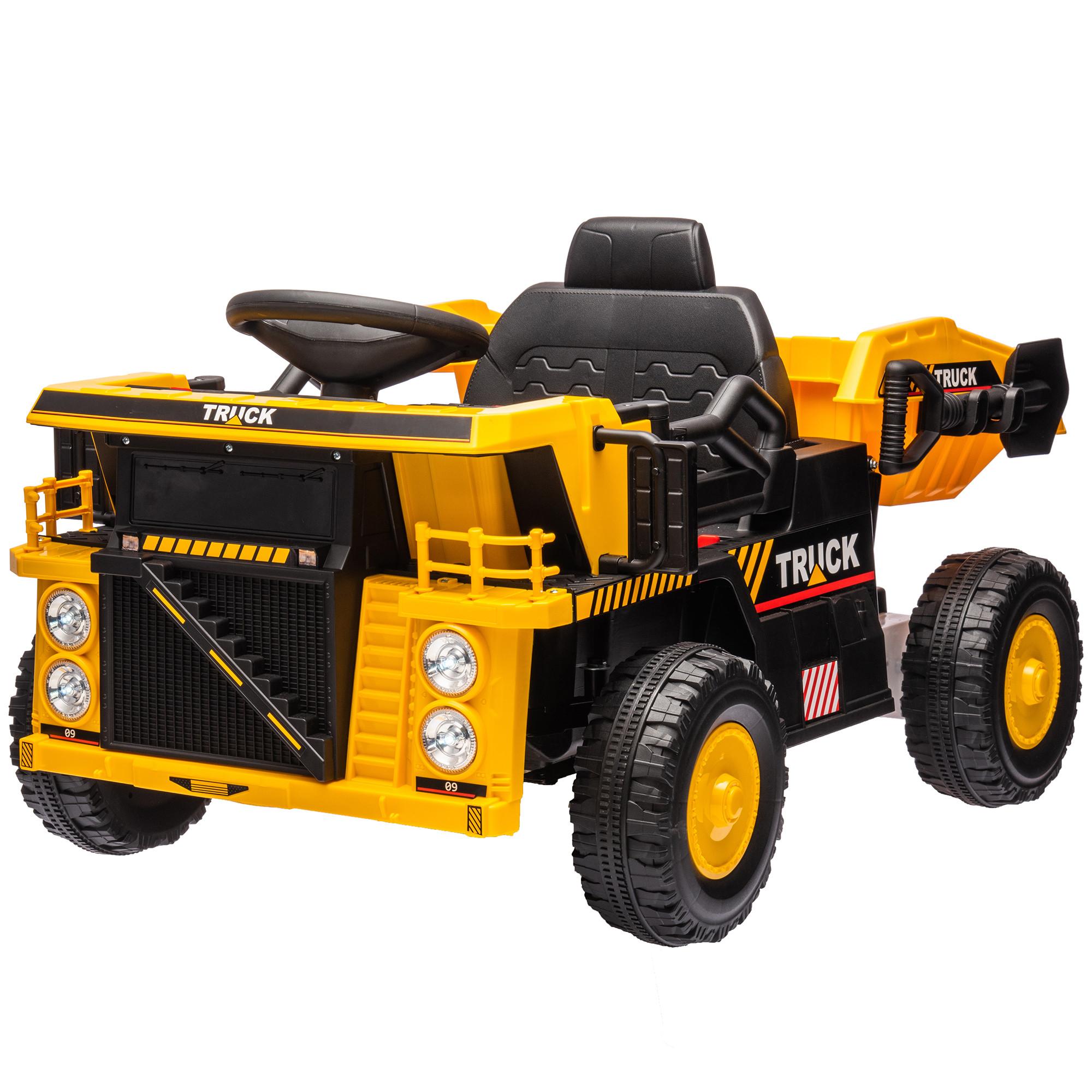 ELEKTRISCHER Traktor mit Schaufel 12 V Kinder Aufsitztraktor, Kinder Elektroauto - Gelb, Kunststoff/Metall (97/63/53cm) - AIYAPLAY