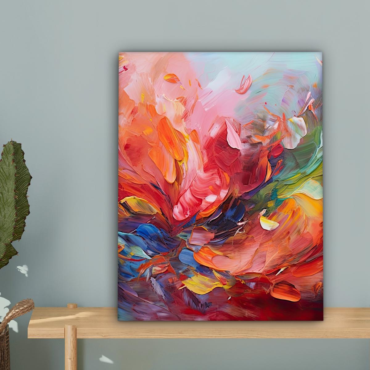 LEINWANDBILD Ölgemälde - Kunst - Abstrakt - Farbenfroh Room Decor 30x40 cm - Altrosa, Textil (30/40cm) - MuchoWow