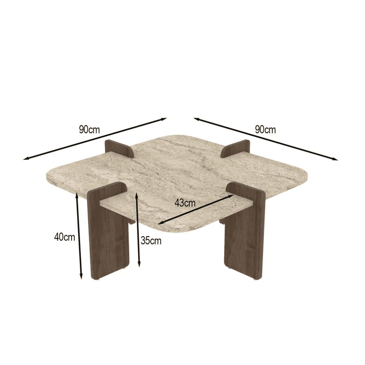 COUCHTISCH mit asymmetrischen Beinen 90/90/35 cm - Eichefarben, Holzwerkstoff (8/90/35cm) - Calicosy