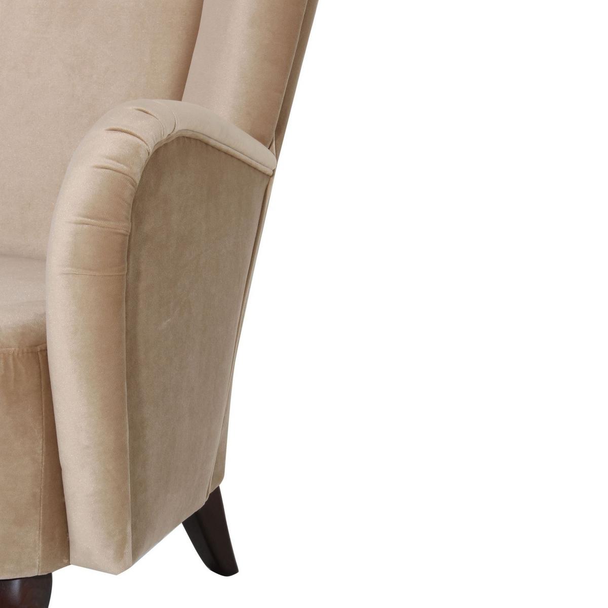 HOCHLEHNSESSEL Kailey Bezug Samtvelours Buche nussbaum dunkel / sand - Sandfarben, Kunststoff (96/122/89cm) - 58aufmkessel