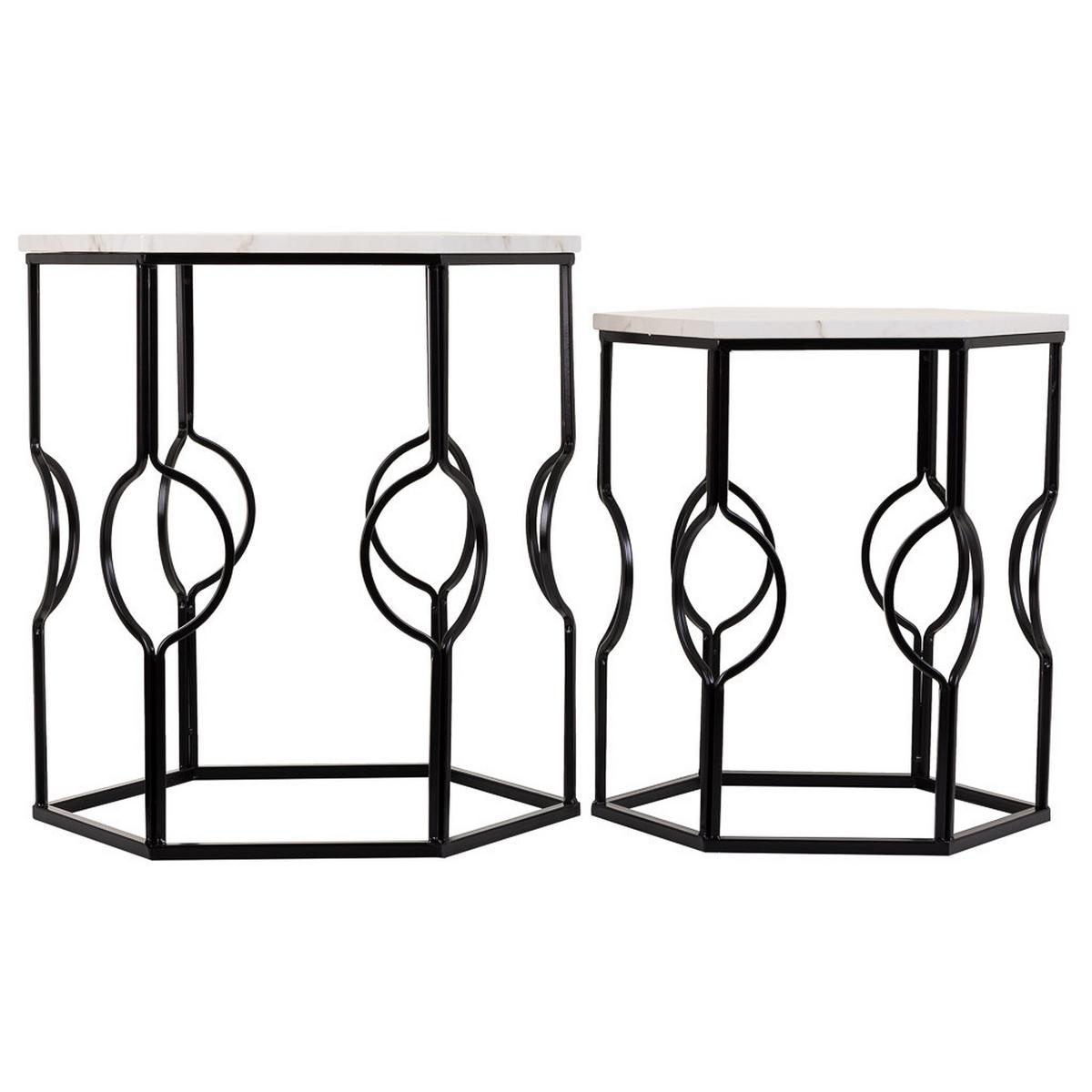 TISCH aus Metall, schwarz, 2-tlg. - Weiß, Metall (39/39/57cm) - Wanderlust