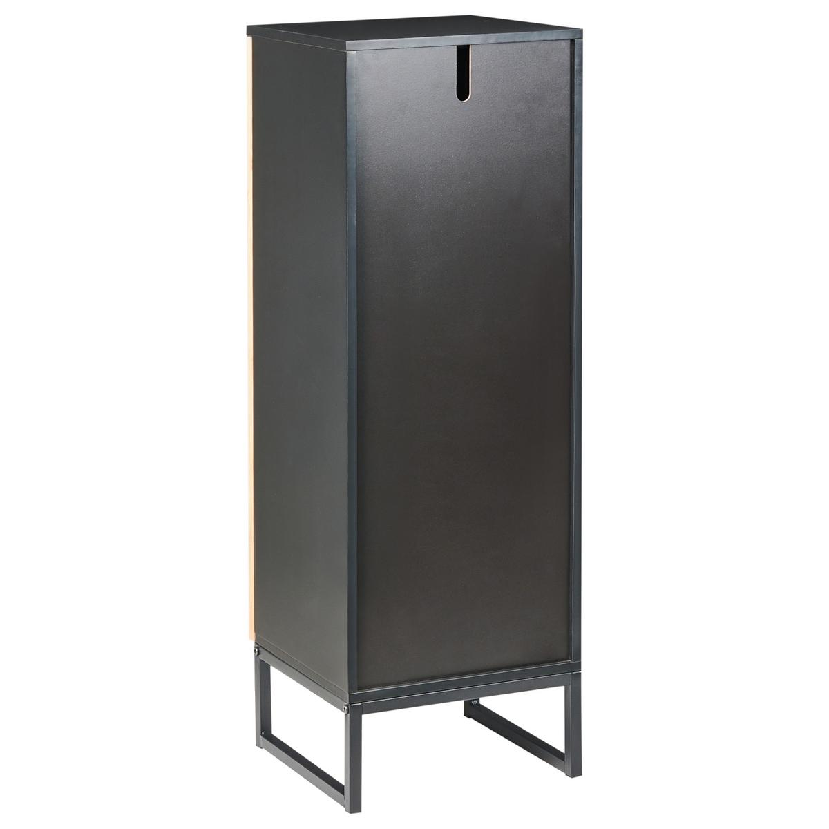 BADEZIMMERSCHRANK Bambus 30 cm Hellbraun Miscanti - Hellbraun/Schwarz, Holz (30/90/30cm) - Beliani