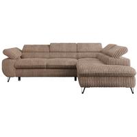 ECKSOFA PETER L Braun Cord - Rechts Seite - Schwarz/Braun, Textil/Metall (273/208cm) - MKS