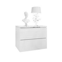 NACHTTISCH AURORA II SILVER Hochglanz Weiß mit LED-Beleuchtung – Hängend - Weiß Hochglanz, Holzwerkstoff (50/40/37cm) - Lookway
