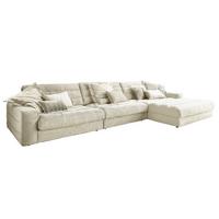 ECKSOFA XL LANA Cremeweiß Cord - Creme/Schwarz, Textil (416/205cm) - KAWOLA