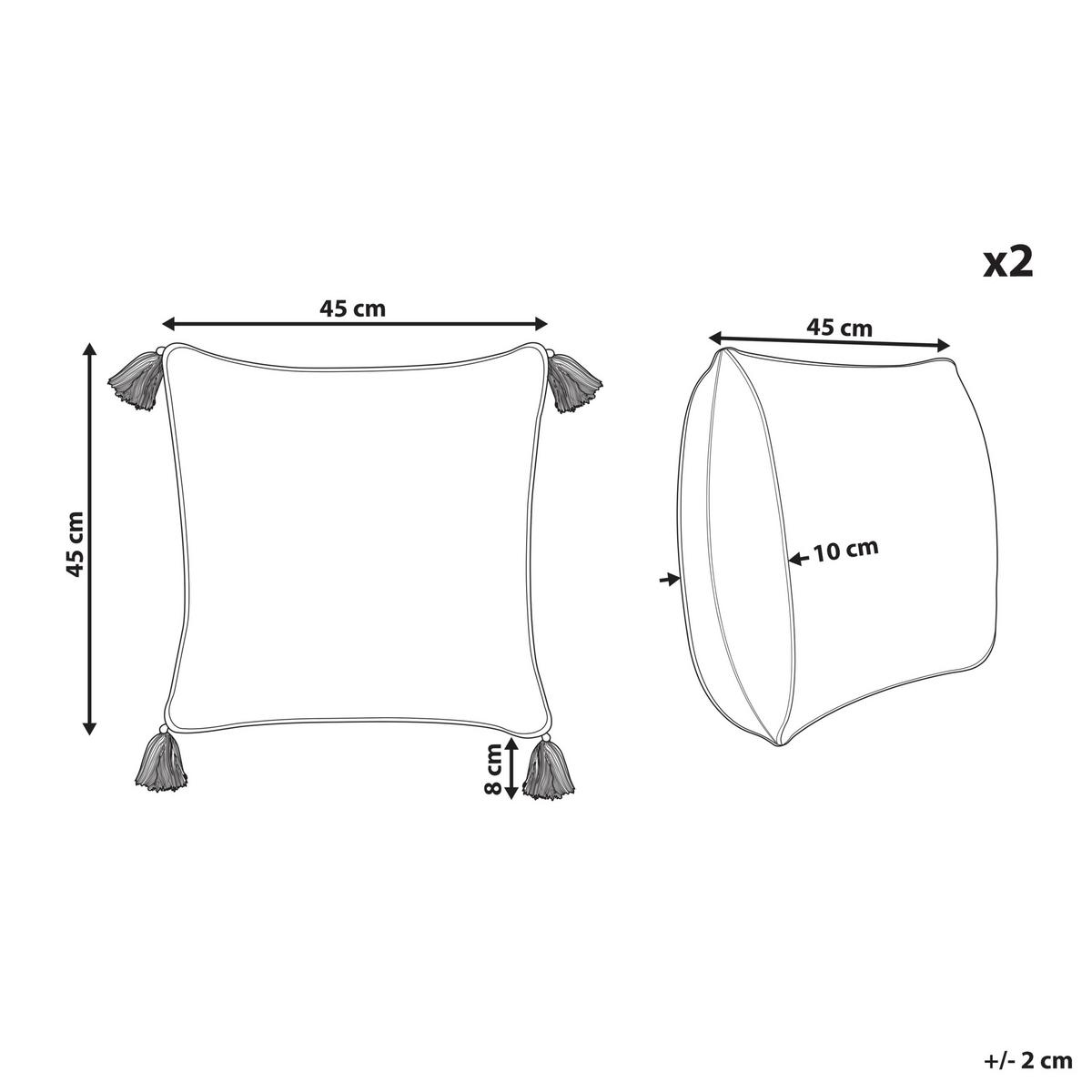 DEKOKISSEN 2er-Set Hellgrün 45/45 cm Syringa - Hellgrün, Naturmaterialien/Textil (45/45cm) - Beliani