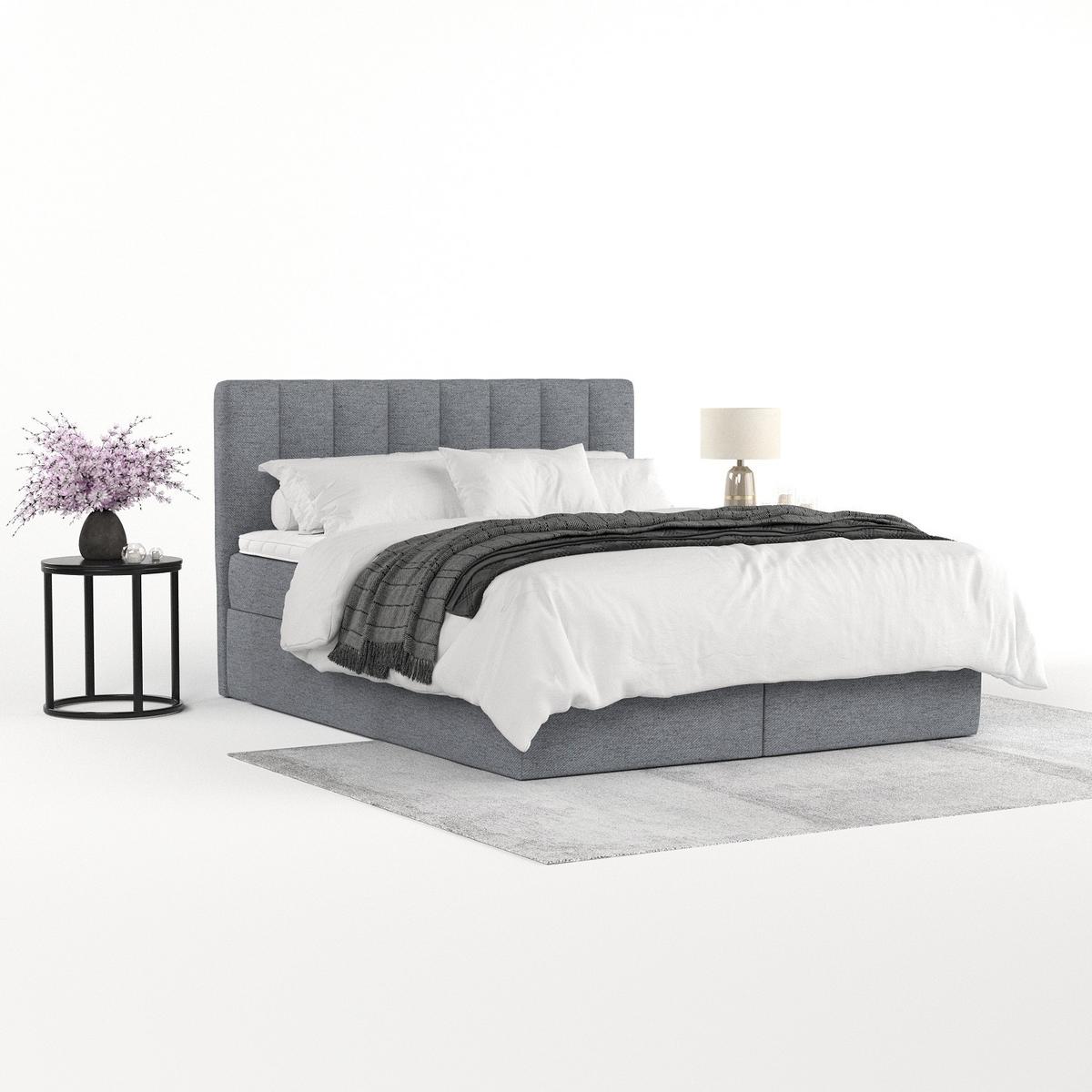 BOXBETT Lusso 160/200 cm Grau im Neve Stoff - Schwarz/Grau, Holz/Holzwerkstoff (160/200cm) - AltaBeds