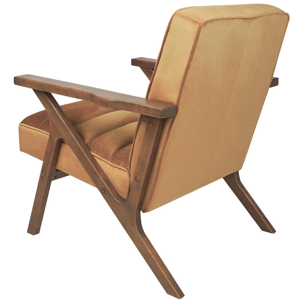 SESSEL Samtstoff Braun Kisa - Dunkelbraun/Braun, Textil (74/84/80cm) - Beliani