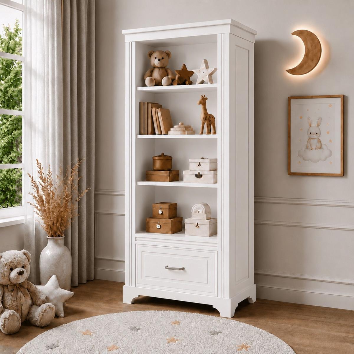 WALL shelf TWINKLE für das Kinderzimmer Weiß matt Schublade - Weiß, Holzwerkstoff (81/180/48cm) - Lookway